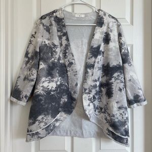 Gray and white tie dye cardigan sweatshirt